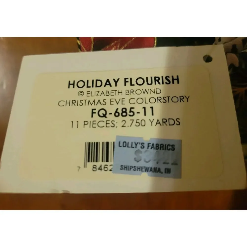 Holiday Flourish Robert Kaufman Fat Quarter Bundle 11 Pieces 2.750 Yards Quilt